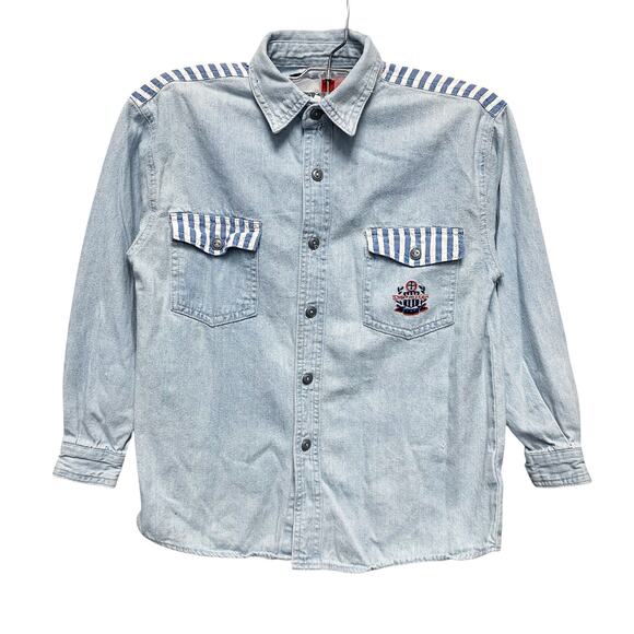 Vintage Tommy Hilfiger Boys Size 8 Chambray Long Sleeve Button Up Shirt - Picture 1 of 7